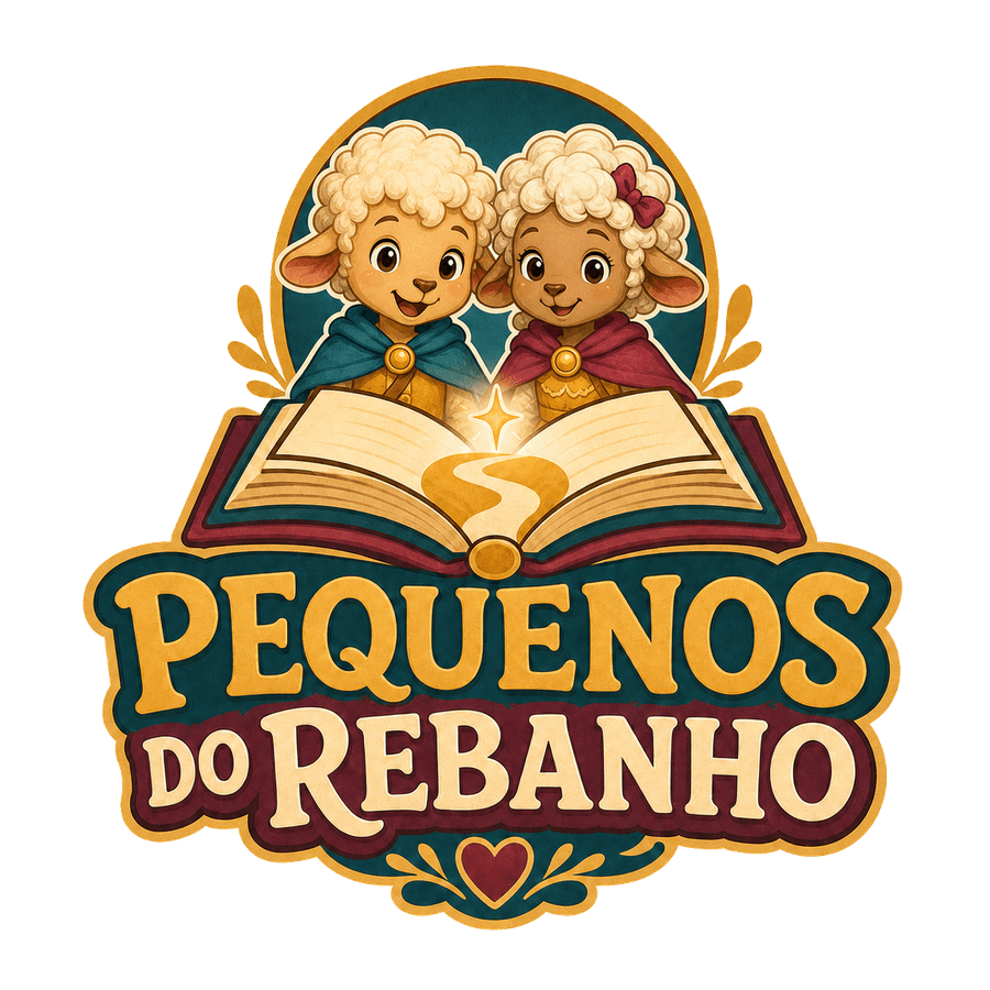 Pequenos do Rebanho — Luca e Lili diante de um livro aberto e luminoso